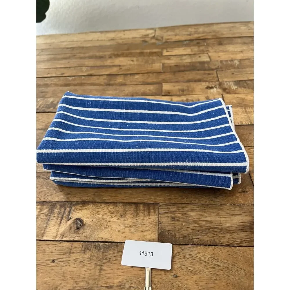 Linen Napkin Set of 4 Blue Striped Pattern 20